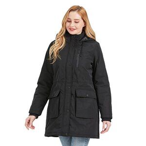 Winter Jacket Black Hooded Jacket Women's Size 14 (READ MEASUREMENTS...